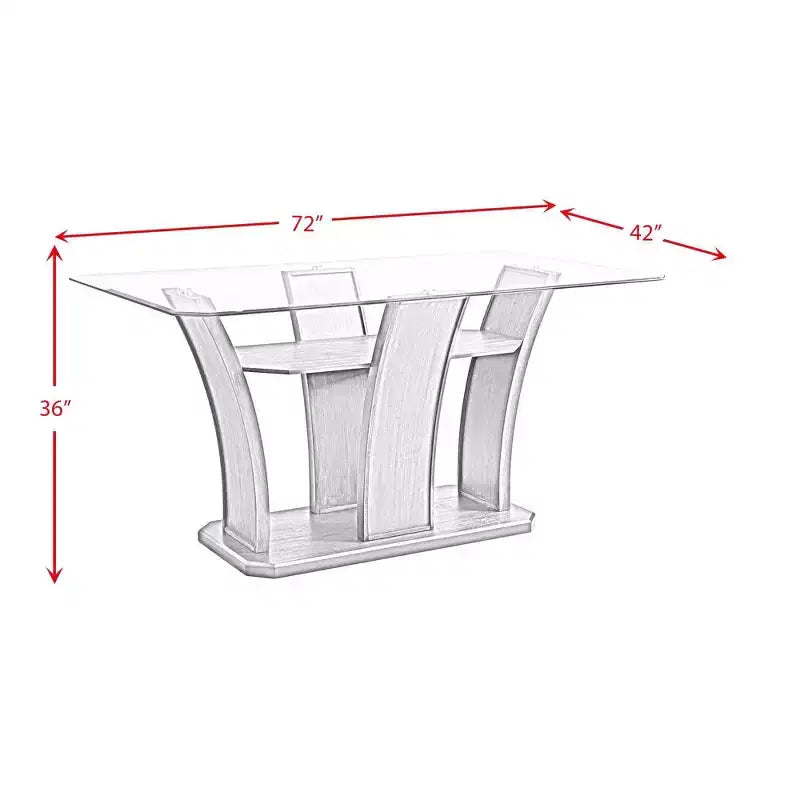 Table à hauteur de comptoir rectangulaire Simms Noyer - Picket House Furnishings : Plateau en verre, milieu du siècle moderne, 4 places