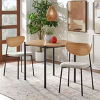 Ensemble de salle à manger Lifestorey 3 pièces Jari rond, moderne du milieu du siècle, chêne/noir