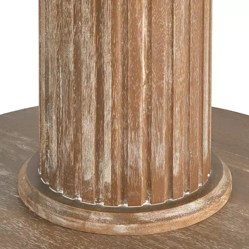 Ensemble de salle à manger rond Isla Pedestal 5 pièces Lifestorey 45,75 po, bois de récupération naturel/gris clair
