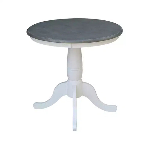 Table à piédestal ronde Ronin de 73,6 cm (29 po) hauteur salle à manger blanc/gris chiné – International Concepts : Bois massif, petit espace