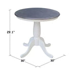 Table à piédestal ronde Ronin de 73,6 cm (29 po) hauteur salle à manger blanc/gris chiné – International Concepts : Bois massif, petit espace