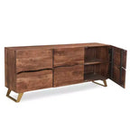 Buffet 3 Portes en Bois de Seesham Bords Vivants Or - Timbergirl