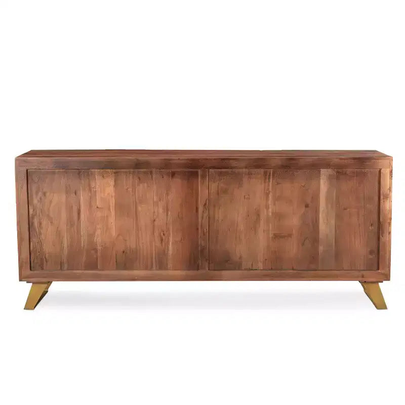 Buffet 3 Portes en Bois de Seesham Bords Vivants Or - Timbergirl