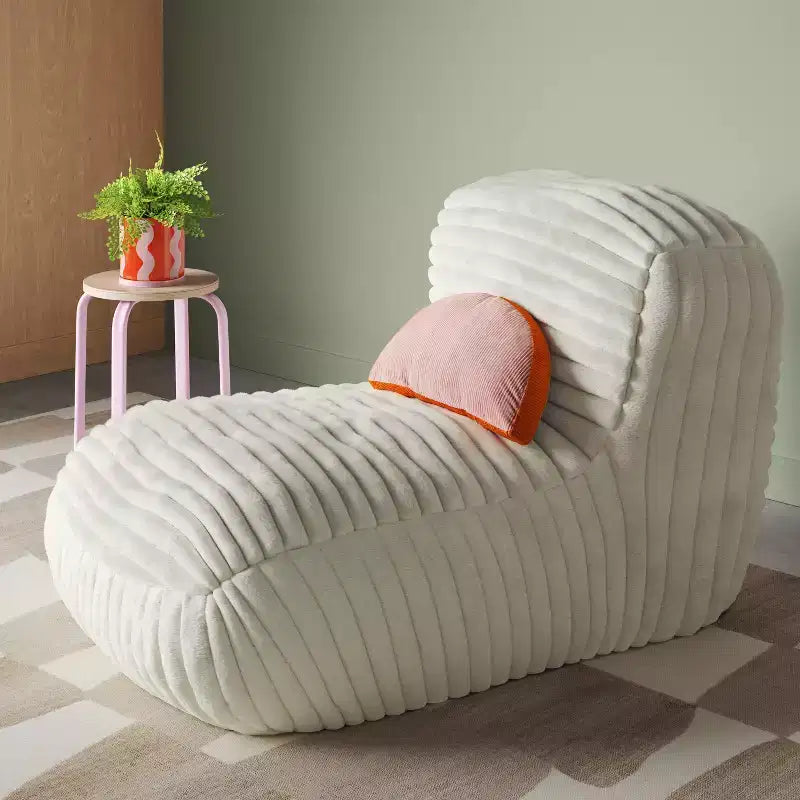 Fauteuil poire pour chambre en mousse à mémoire de forme avec housse en velours côtelé et dossier haut structuré, crème – Room Essentials™