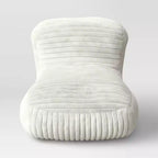 Fauteuil poire pour chambre en mousse à mémoire de forme avec housse en velours côtelé et dossier haut structuré, crème – Room Essentials™