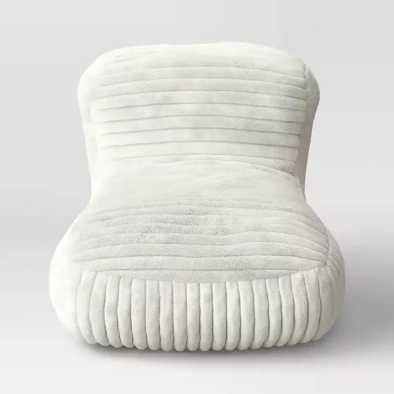 Fauteuil poire pour chambre en mousse à mémoire de forme avec housse en velours côtelé et dossier haut structuré, crème – Room Essentials™