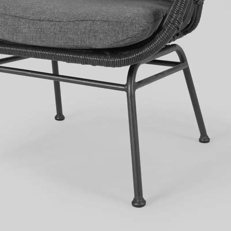 Chalet Moderne Bohème Ensemble de conversation gris – Christopher Knight Home : Osier et cadre en métal, ensemble de patio 4 pièces