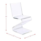 Chaise Z en acrylique transparent Peek – Picket House Furnishings : chaise moderne en Plexiglas sans accoudoirs, sans coussin