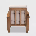 Fauteuil de salon 1 place en bois et tissu Charlotte Taupe/Marron - Baxton Studio