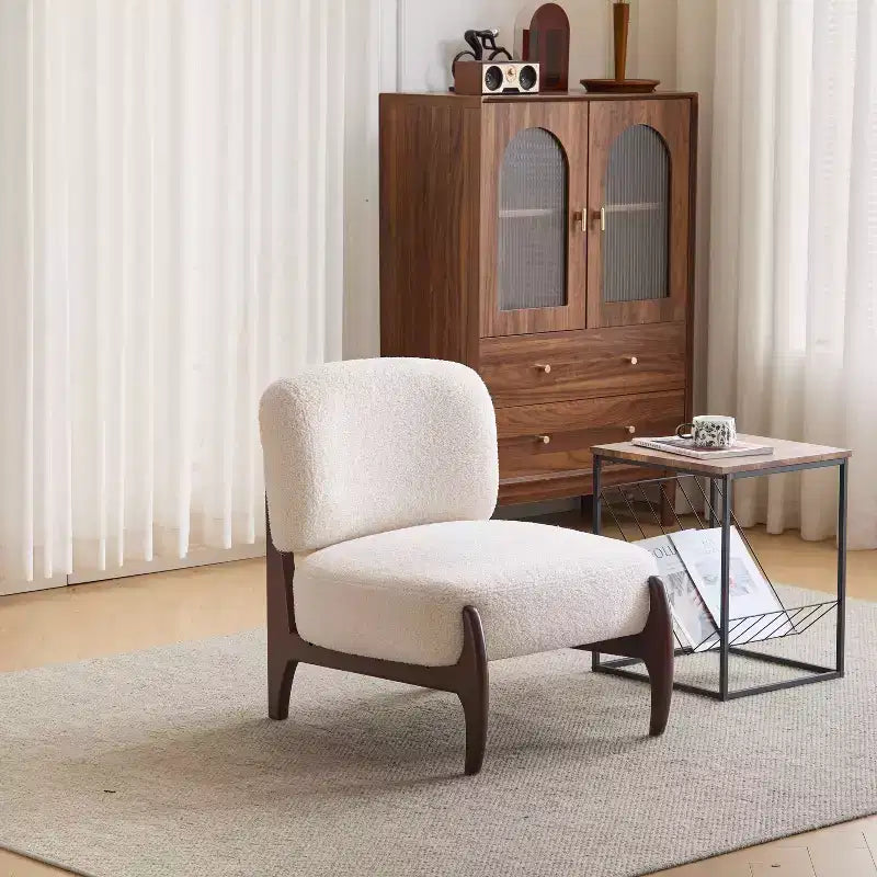 Christopher Knight Home Anna Chaise d'appoint moderne en bois d'hévéa et tissu bouclé beige
