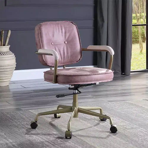 Fauteuil inclinable d'appoint en cuir grainé rose de 25 po Siecross - Acme Furniture : pivotant, structure en métal, aucun assemblage requis