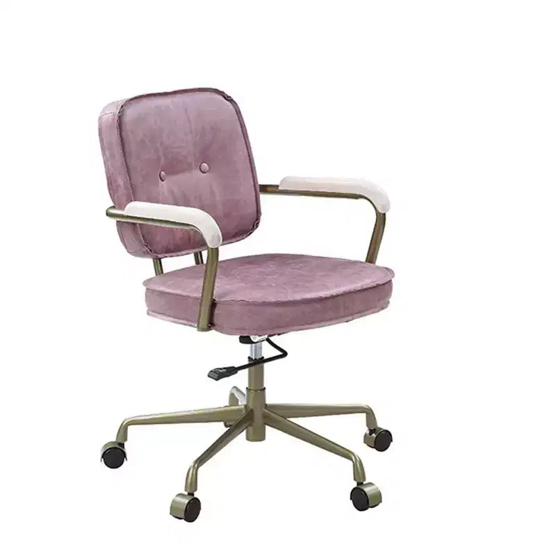 Fauteuil inclinable d'appoint en cuir grainé rose de 25 po Siecross - Acme Furniture : pivotant, structure en métal, aucun assemblage requis