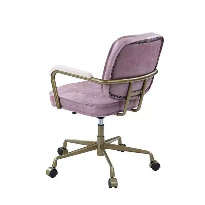 Fauteuil inclinable d'appoint en cuir grainé rose de 25 po Siecross - Acme Furniture : pivotant, structure en métal, aucun assemblage requis
