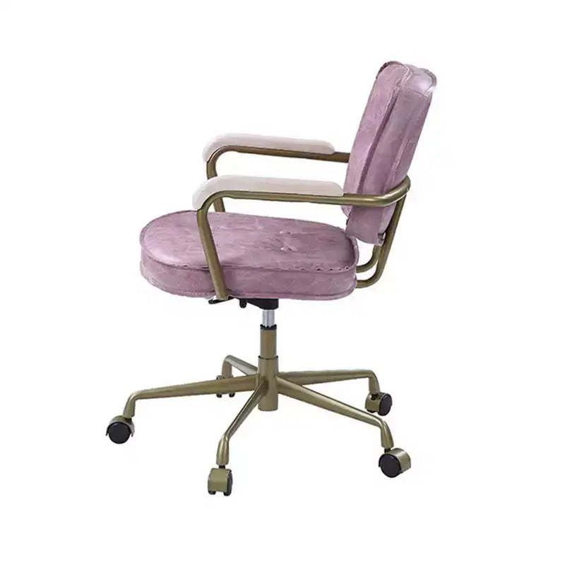 Fauteuil inclinable d'appoint en cuir grainé rose de 25 po Siecross - Acme Furniture : pivotant, structure en métal, aucun assemblage requis