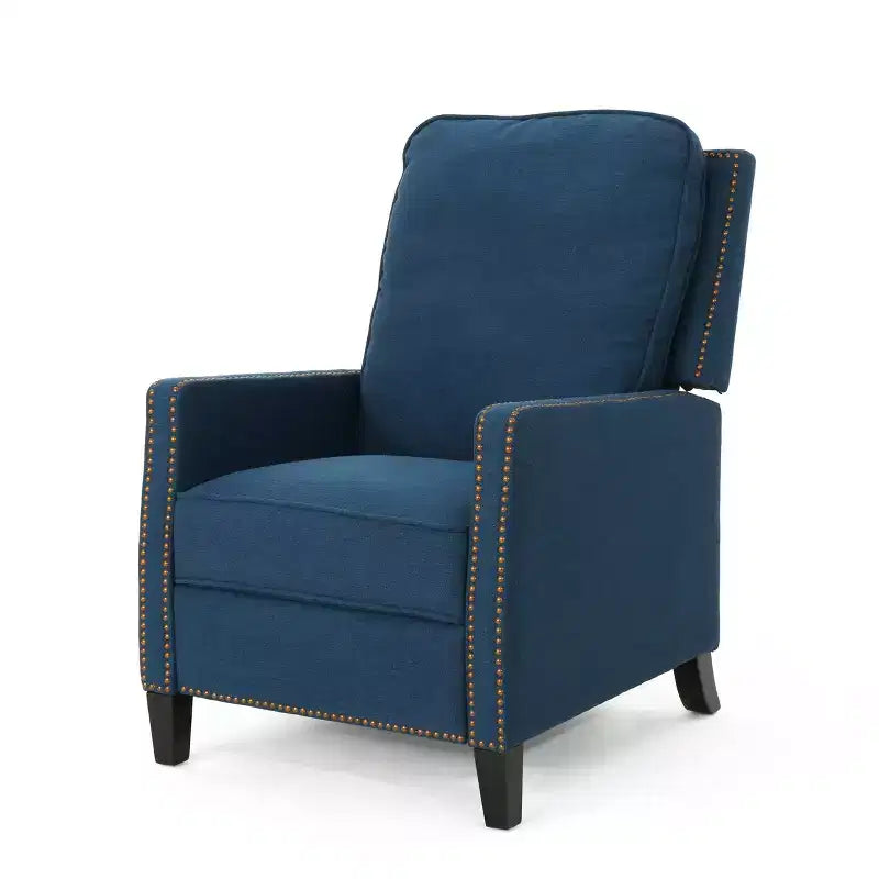 Fauteuil inclinable en tissu traditionnel Cecelia bleu marine - Christopher Knight Home : clouté, à dossier inclinable, pour petits espaces