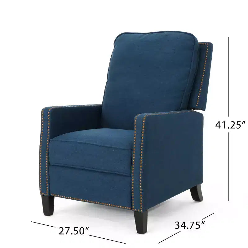 Fauteuil inclinable en tissu traditionnel Cecelia bleu marine - Christopher Knight Home : clouté, à dossier inclinable, pour petits espaces