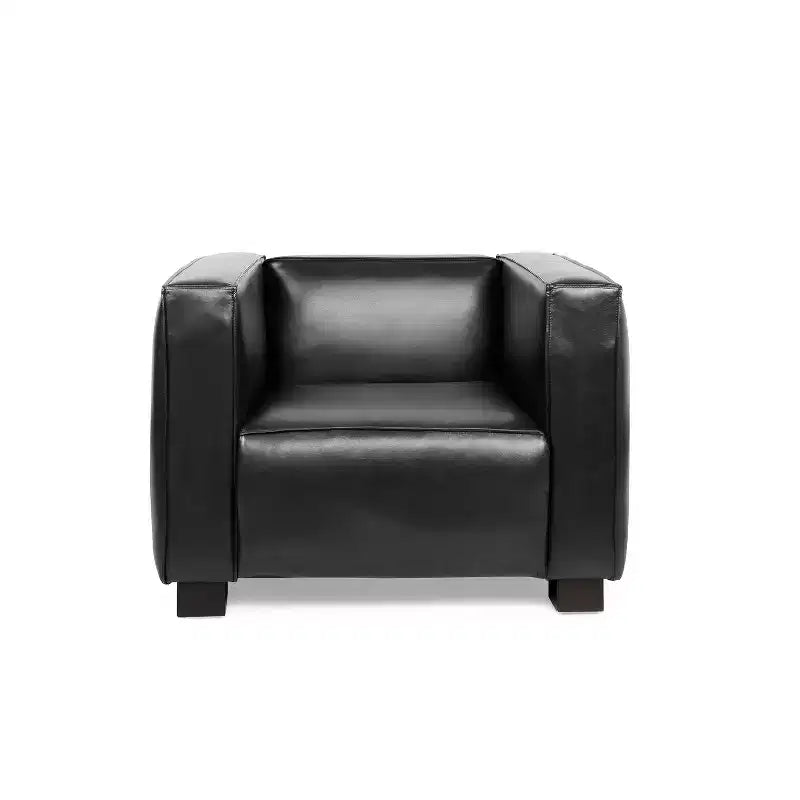 Fauteuil club en similicuir Goyette de Christopher Knight Home, noir minuit/noyer foncé