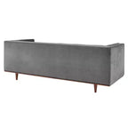 Canapé en velours touffeté Elation gris - Modway : style art déco glamour, résistant aux taches, pieds fuselés