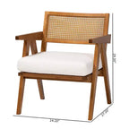 Fauteuil Baxton Studio Jetsam en tissu bouclé et bois crème/noyer marron : meuble d'appoint rembourré