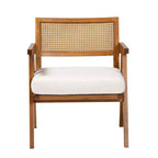 Fauteuil Baxton Studio Jetsam en tissu bouclé et bois crème/noyer marron : meuble d'appoint rembourré