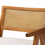 Fauteuil Baxton Studio Jetsam en tissu bouclé et bois crème/noyer marron : meuble d'appoint rembourré