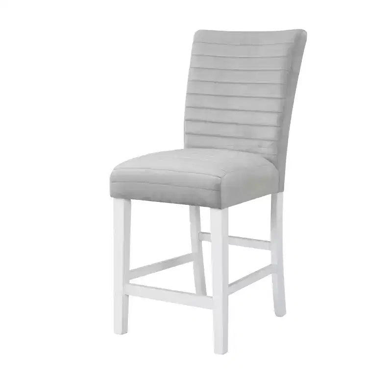 Fauteuil d'appoint Elizaveta 19 po Acme Furniture : Velours gris, fini très lustré blanc, incrustation en similicuir à motif de diamant