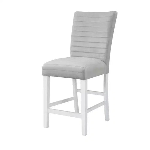 Fauteuil d'appoint Elizaveta 19 po Acme Furniture : Velours gris, fini très lustré blanc, incrustation en similicuir à motif de diamant