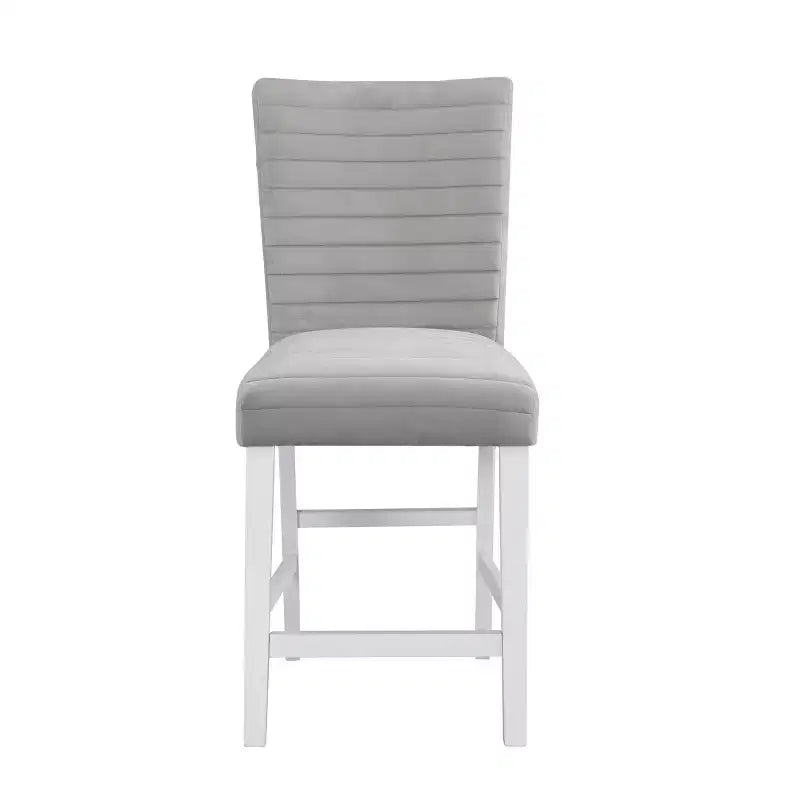 Fauteuil d'appoint Elizaveta 19 po Acme Furniture : Velours gris, fini très lustré blanc, incrustation en similicuir à motif de diamant