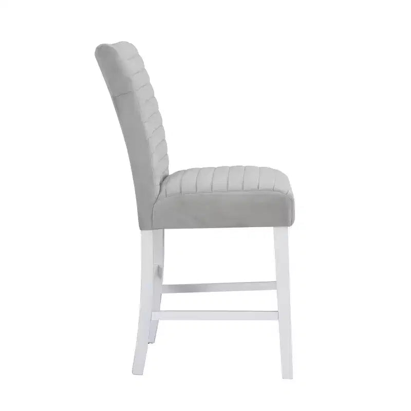Fauteuil d'appoint Elizaveta 19 po Acme Furniture : Velours gris, fini très lustré blanc, incrustation en similicuir à motif de diamant