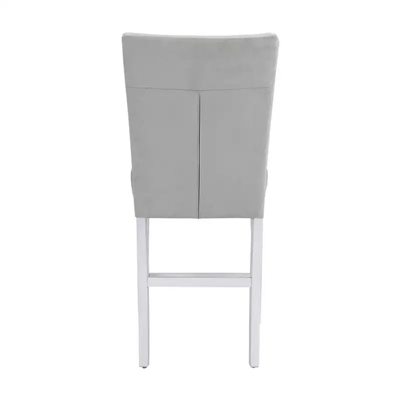 Fauteuil d'appoint Elizaveta 19 po Acme Furniture : Velours gris, fini très lustré blanc, incrustation en similicuir à motif de diamant