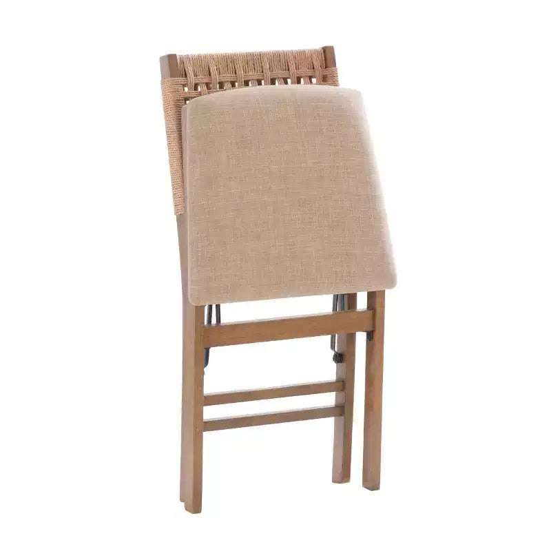 Linon Lot de 2 chaises pliantes modernes du milieu du siècle à dossier tissé Valley et siège rembourré naturel