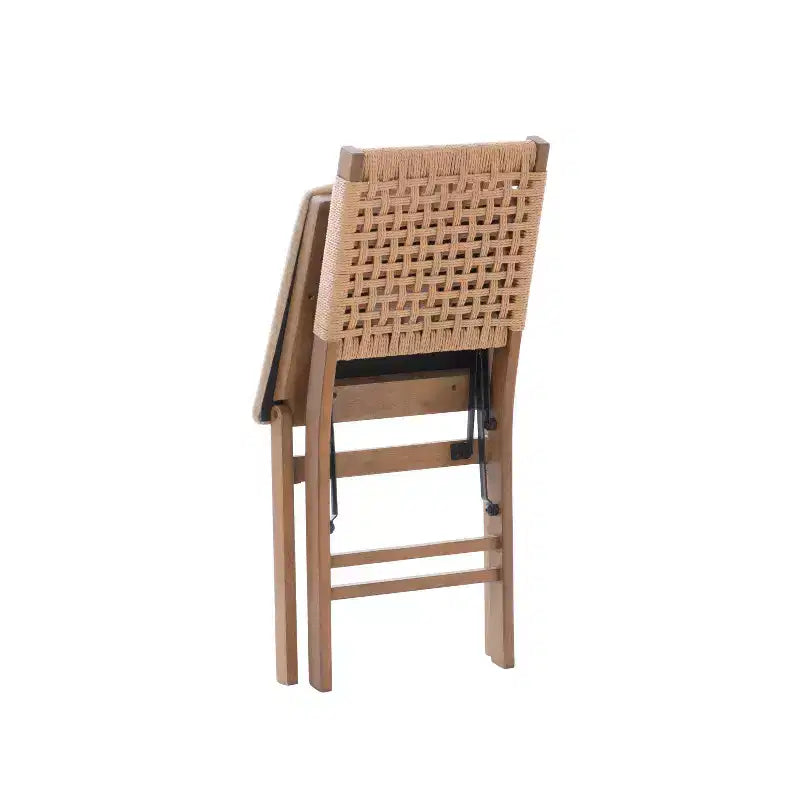 Linon Lot de 2 chaises pliantes modernes du milieu du siècle à dossier tissé Valley et siège rembourré naturel
