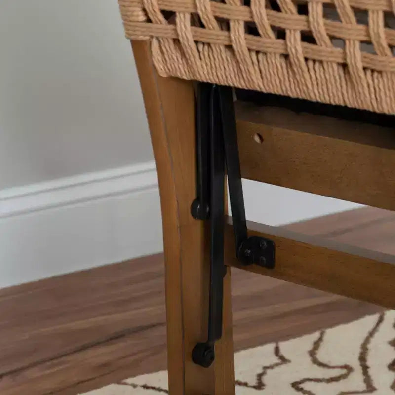 Linon Lot de 2 chaises pliantes modernes du milieu du siècle à dossier tissé Valley et siège rembourré naturel