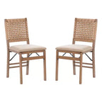 Linon Lot de 2 chaises pliantes modernes du milieu du siècle à dossier tissé Valley et siège rembourré naturel
