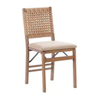 Linon Lot de 2 chaises pliantes modernes du milieu du siècle à dossier tissé Valley et siège rembourré naturel