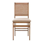 Linon Lot de 2 chaises pliantes modernes du milieu du siècle à dossier tissé Valley et siège rembourré naturel