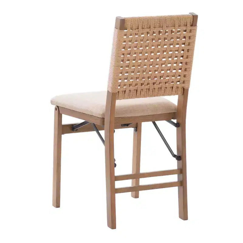 Linon Lot de 2 chaises pliantes modernes du milieu du siècle à dossier tissé Valley et siège rembourré naturel