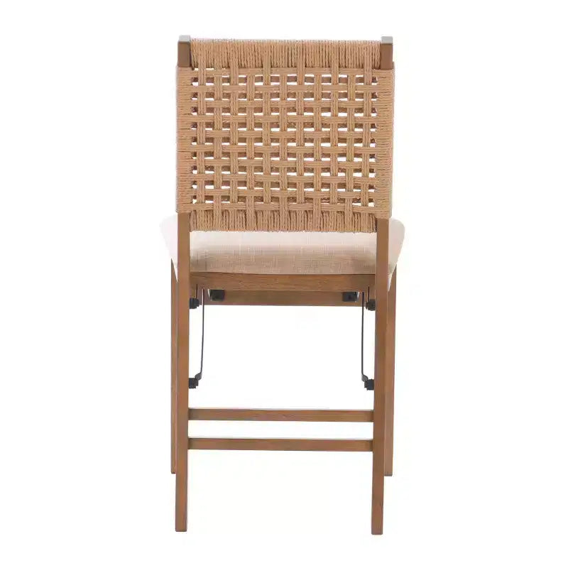 Linon Lot de 2 chaises pliantes modernes du milieu du siècle à dossier tissé Valley et siège rembourré naturel