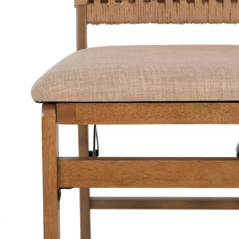 Linon Lot de 2 chaises pliantes modernes du milieu du siècle à dossier tissé Valley et siège rembourré naturel