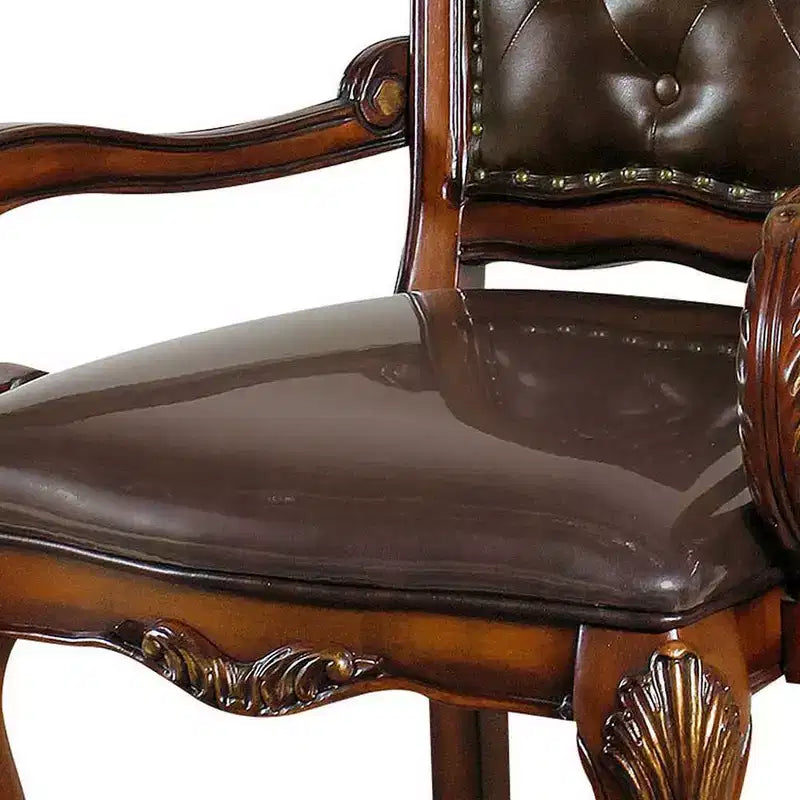 Fauteuil d'appoint Acme Furniture 21" Dresden Chêne cerisier PU : Rembourrage en cuir, Cadre en bois, Aucun assemblage requis