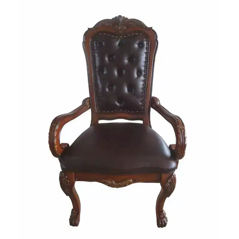 Fauteuil d'appoint Acme Furniture 21" Dresden Chêne cerisier PU : Rembourrage en cuir, Cadre en bois, Aucun assemblage requis