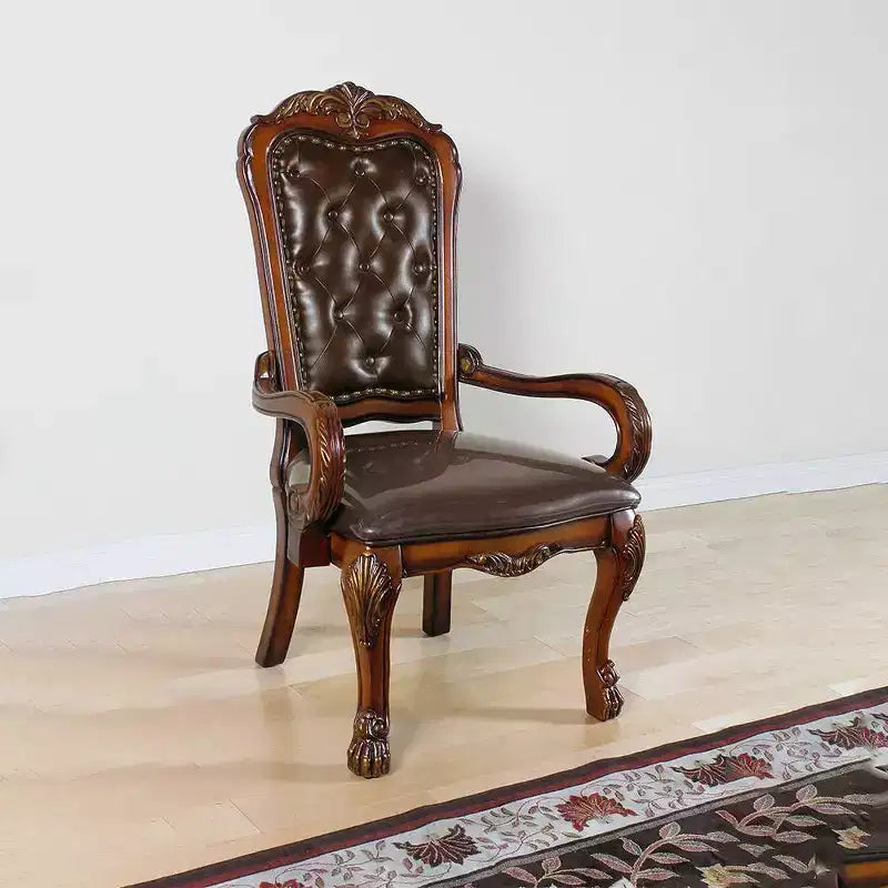 Fauteuil d'appoint Acme Furniture 21" Dresden Chêne cerisier PU : Rembourrage en cuir, Cadre en bois, Aucun assemblage requis
