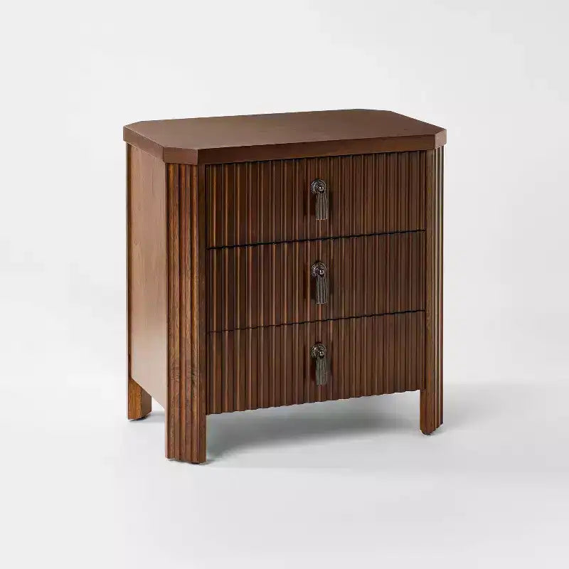 Laguna Nigel Fluted 3 Drawer Nightstand Brown - Threshold™ designed with Studio McGee