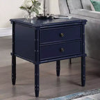 Table de chevet Comfort Pointe Ellison bleu nuit : style côtier, 2 tiroirs, cadre en MDF et peuplier, 63,5 cm H x 58,4 cm L