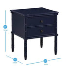 Table de chevet Comfort Pointe Ellison bleu nuit : style côtier, 2 tiroirs, cadre en MDF et peuplier, 63,5 cm H x 58,4 cm L