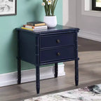 Table de chevet Comfort Pointe Ellison bleu nuit : style côtier, 2 tiroirs, cadre en MDF et peuplier, 63,5 cm H x 58,4 cm L
