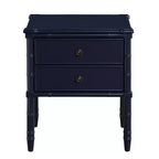 Table de chevet Comfort Pointe Ellison bleu nuit : style côtier, 2 tiroirs, cadre en MDF et peuplier, 63,5 cm H x 58,4 cm L