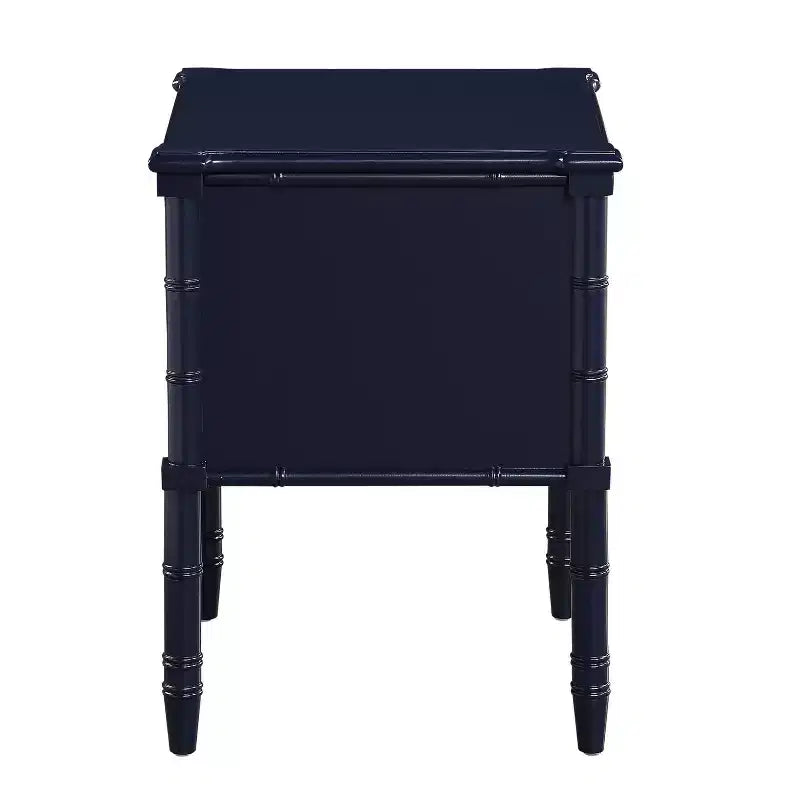 Table de chevet Comfort Pointe Ellison bleu nuit : style côtier, 2 tiroirs, cadre en MDF et peuplier, 63,5 cm H x 58,4 cm L