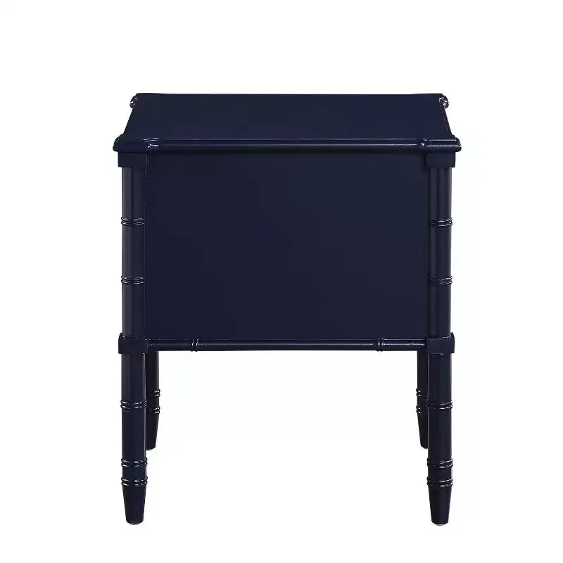 Table de chevet Comfort Pointe Ellison bleu nuit : style côtier, 2 tiroirs, cadre en MDF et peuplier, 63,5 cm H x 58,4 cm L