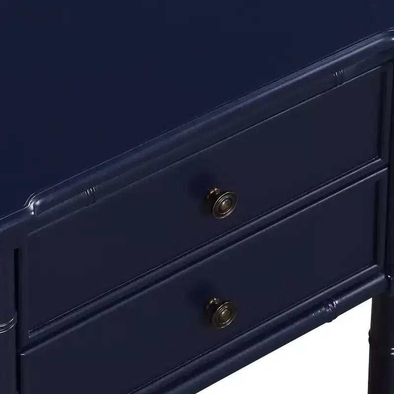 Table de chevet Comfort Pointe Ellison bleu nuit : style côtier, 2 tiroirs, cadre en MDF et peuplier, 63,5 cm H x 58,4 cm L